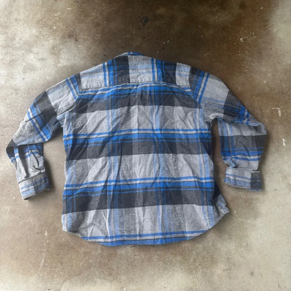 Coleman Flannel Shirt Mens Large Blue Grey Excellent Plaid Long Sleeve Cotton - Picture 2 of 5